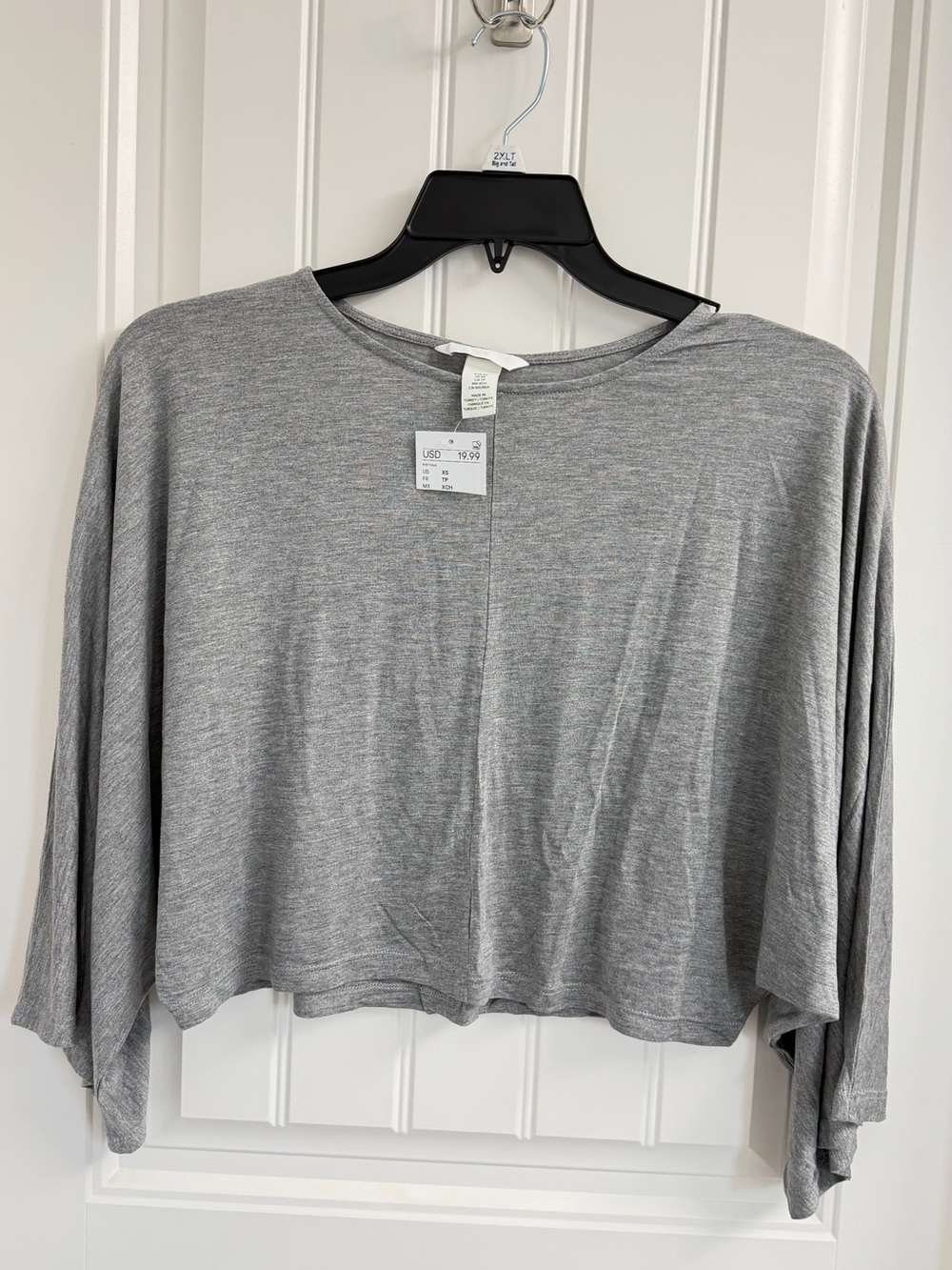 H&M Light Heather Gray Cropped Long-Sleeve Top